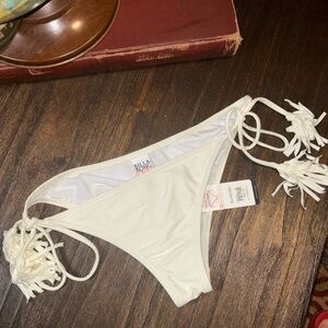 NWT Billabong Women's White Bikini Bottom with Tassels